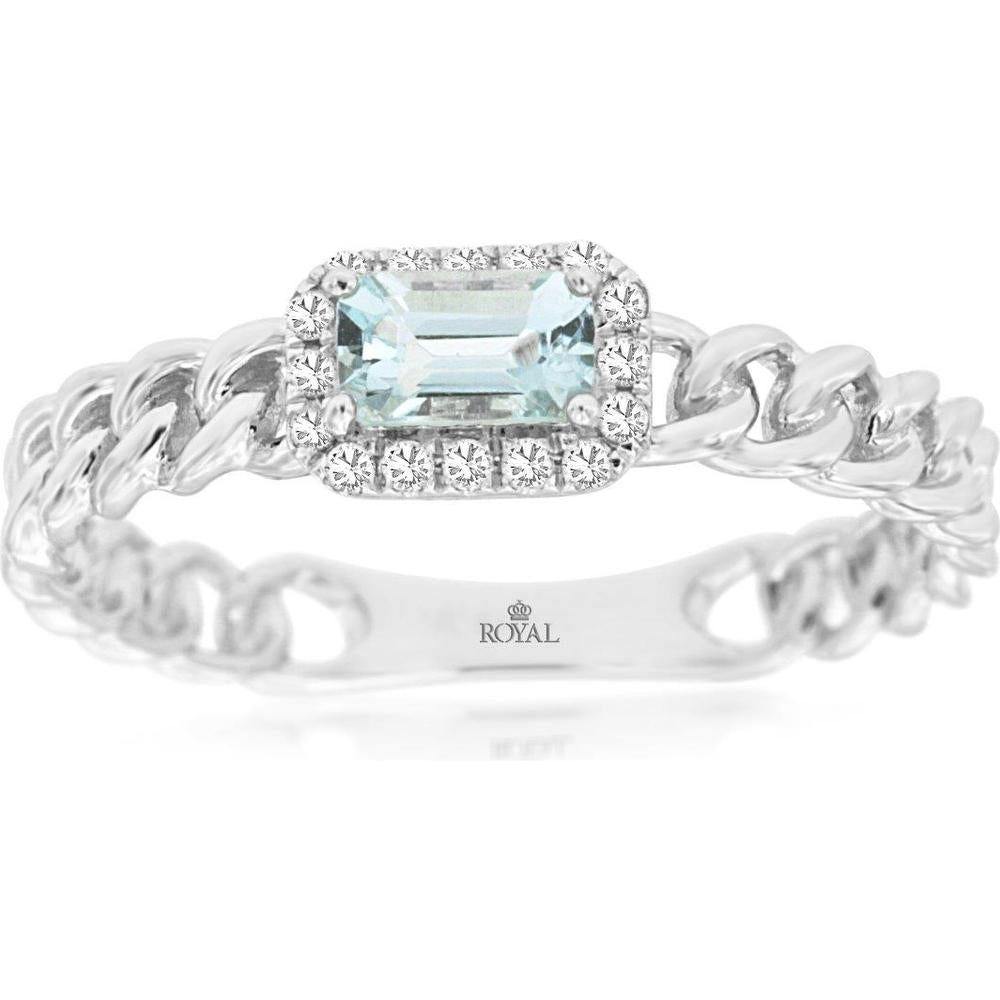 Royal 14K White Gold Aquamarine & Diamond Halo Ring - Ethereal Beauty