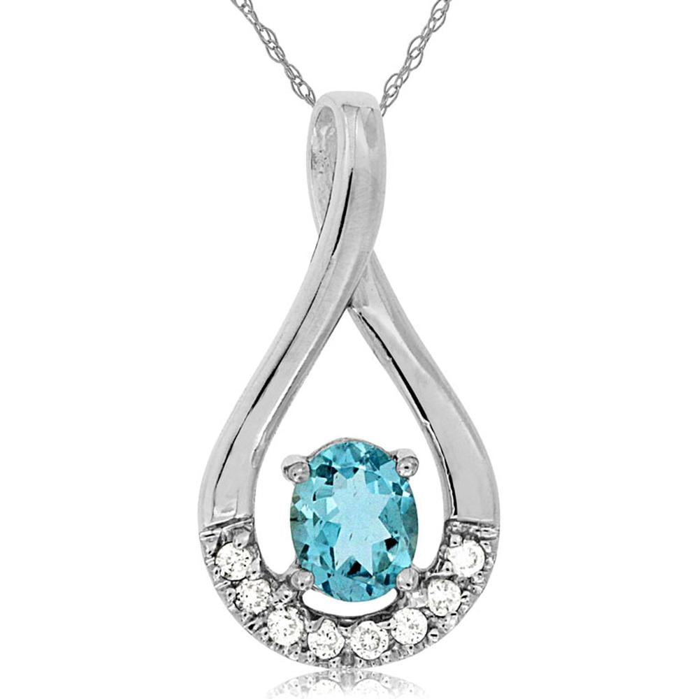 Royal 14K White Gold Aquamarine & Diamond Pendant - Timeless Elegance