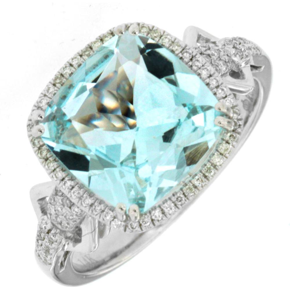 Royal 14K White Gold Aquamarine & Diamond Ring - Exquisite Serenity