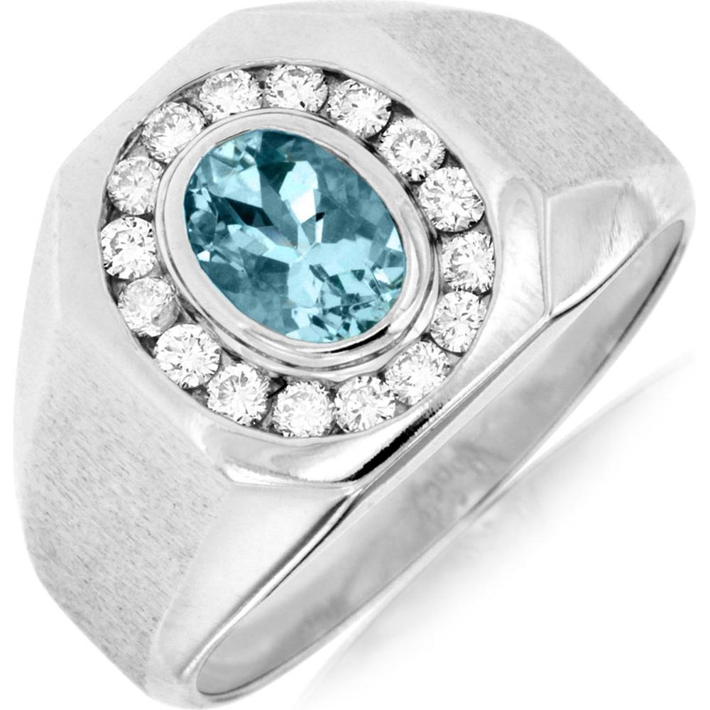 Royal 14K White Gold Aquamarine and Diamond Ring - Serene Blue Beauty