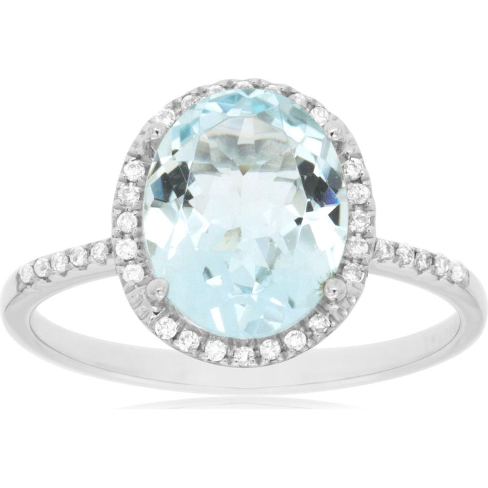 Royal 14K White Gold Aquamarine & Diamond Ring - Serene Blue Beauty
