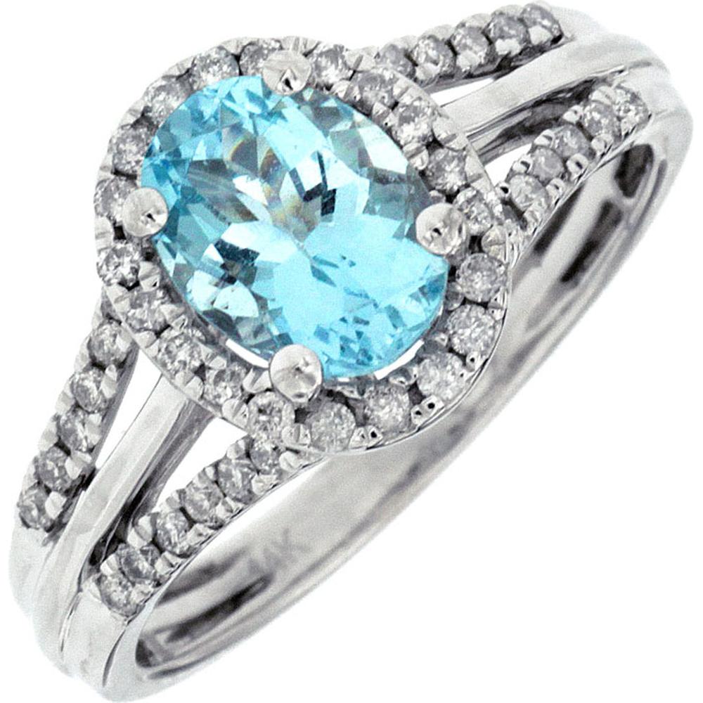 Royal 14K White Gold Aquamarine & Diamond Ring - Serene Blue Beauty