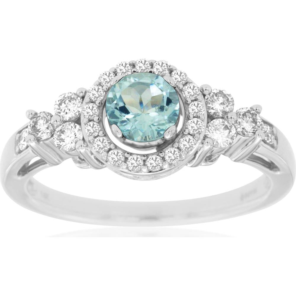 Royal 14K White Gold Aquamarine & Diamond Ring - Serene Blue Beauty
