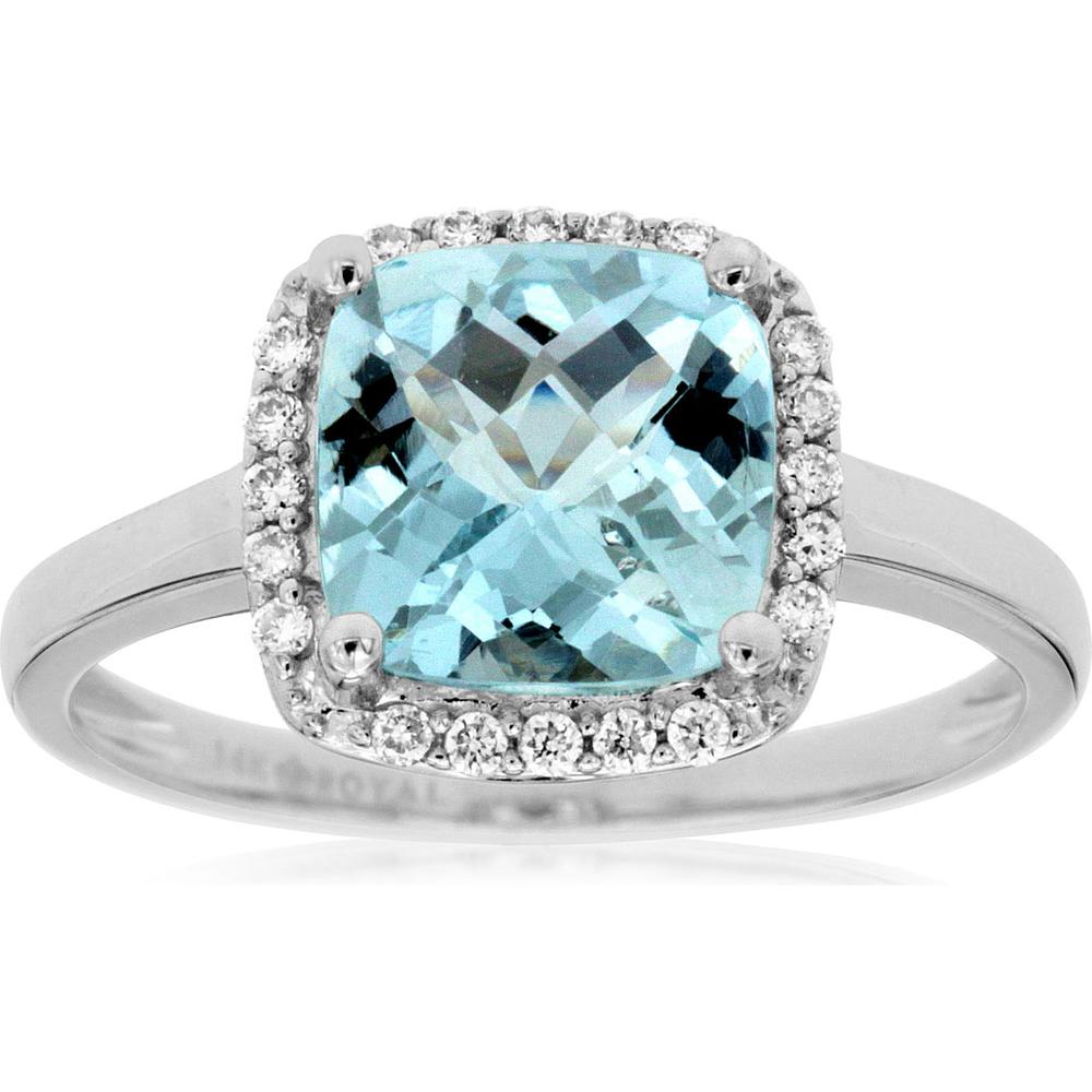 Royal 14K White Gold Aquamarine & Diamond Ring - Serene Elegance