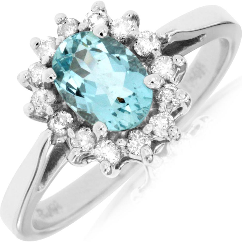 Royal 14K White Gold Aquamarine and Diamond Ring - Serene Ocean Beauty