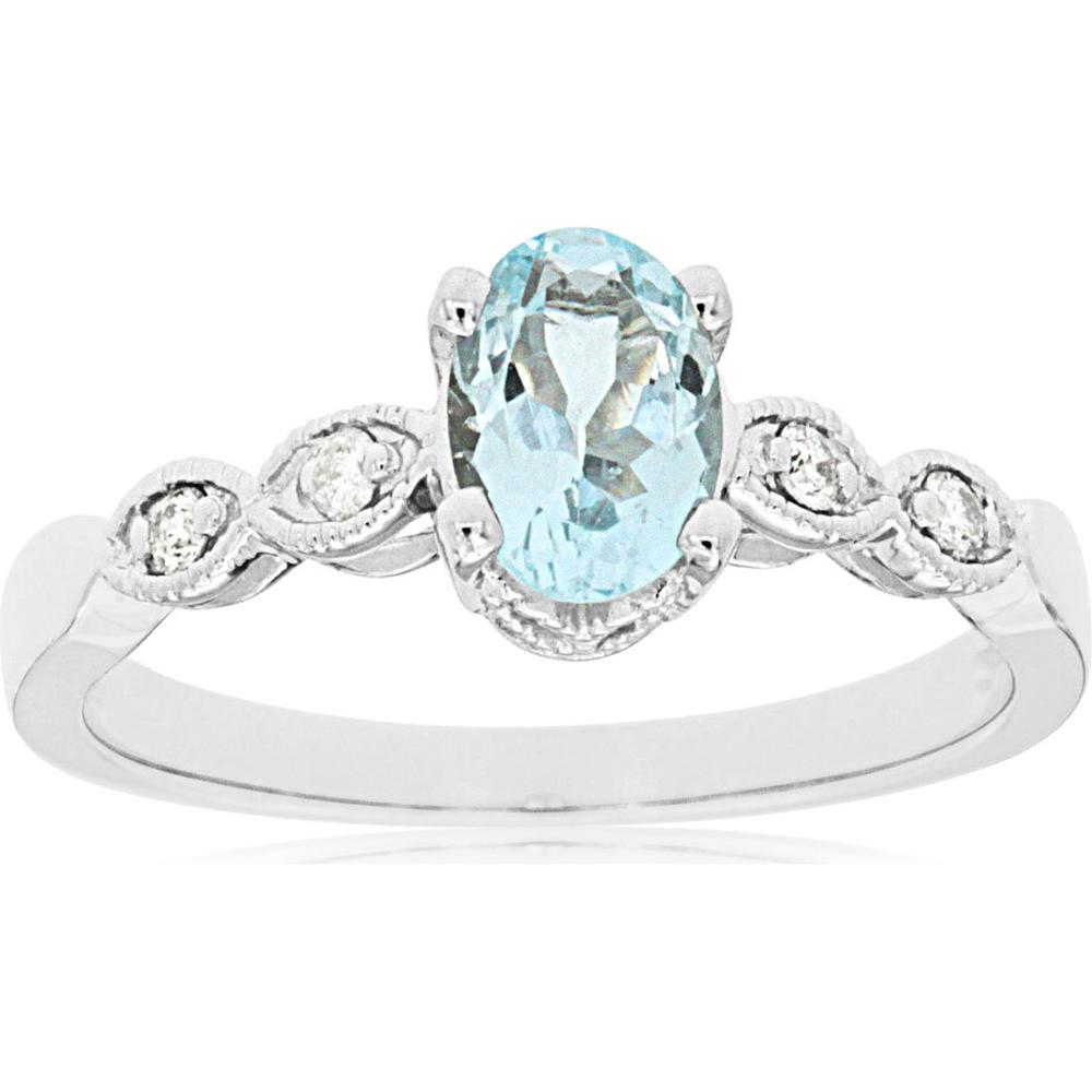 Royal 14K White Gold Aquamarine and Diamond Ring - Serene Oceanic Beauty