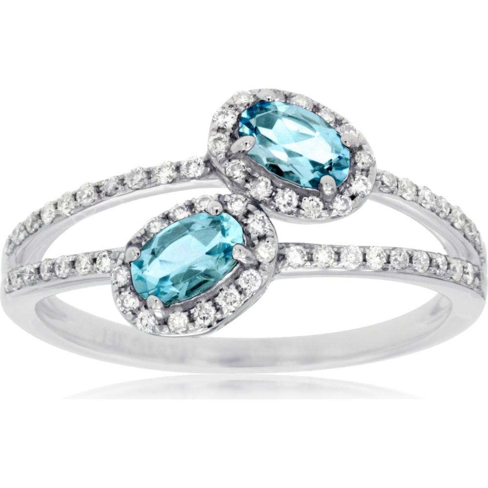 Royal 14K White Gold Aquamarine & Diamond Ring - Serene Waters Brilliance