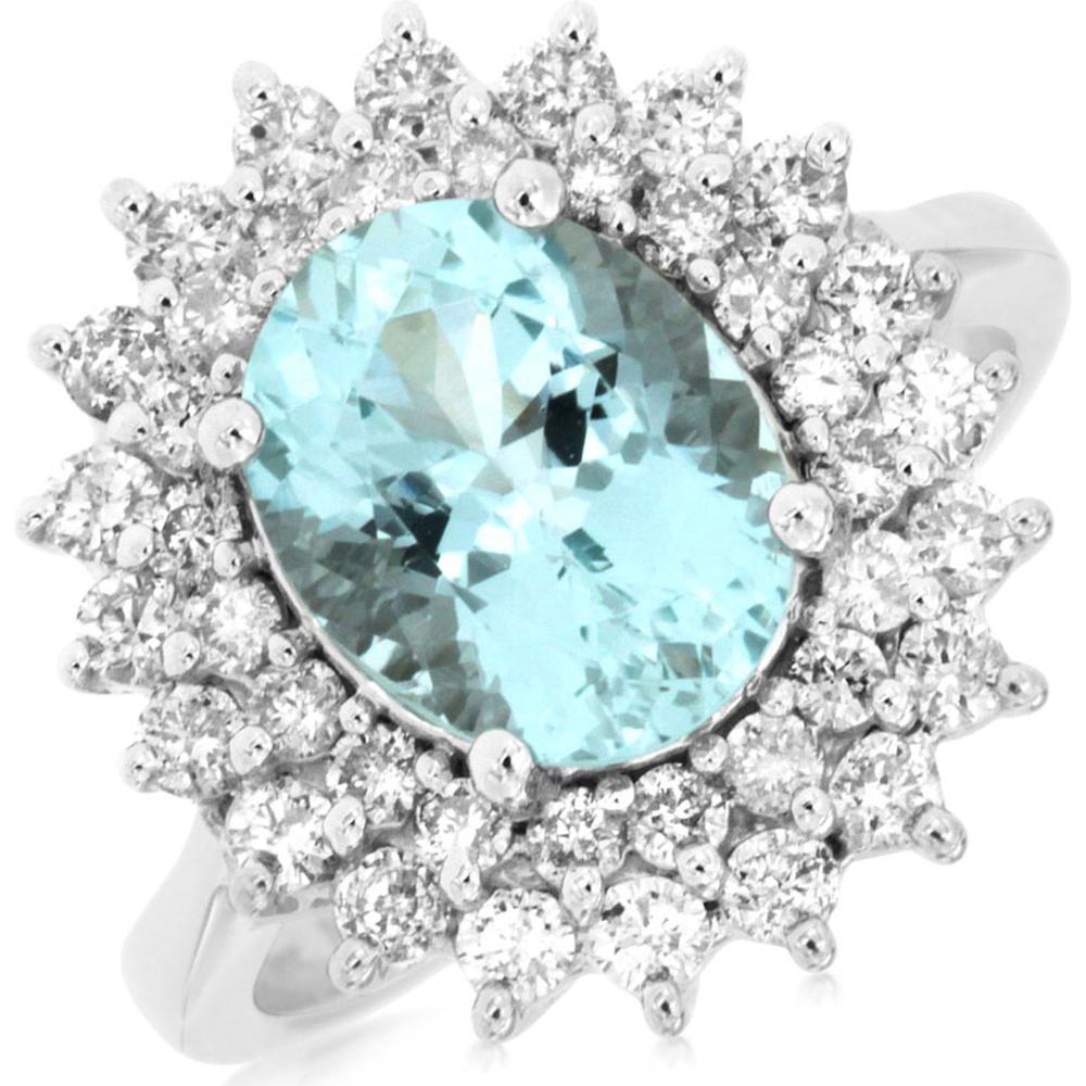 Royal 14K White Gold Aquamarine & Diamond Ring - Timeless Elegance
