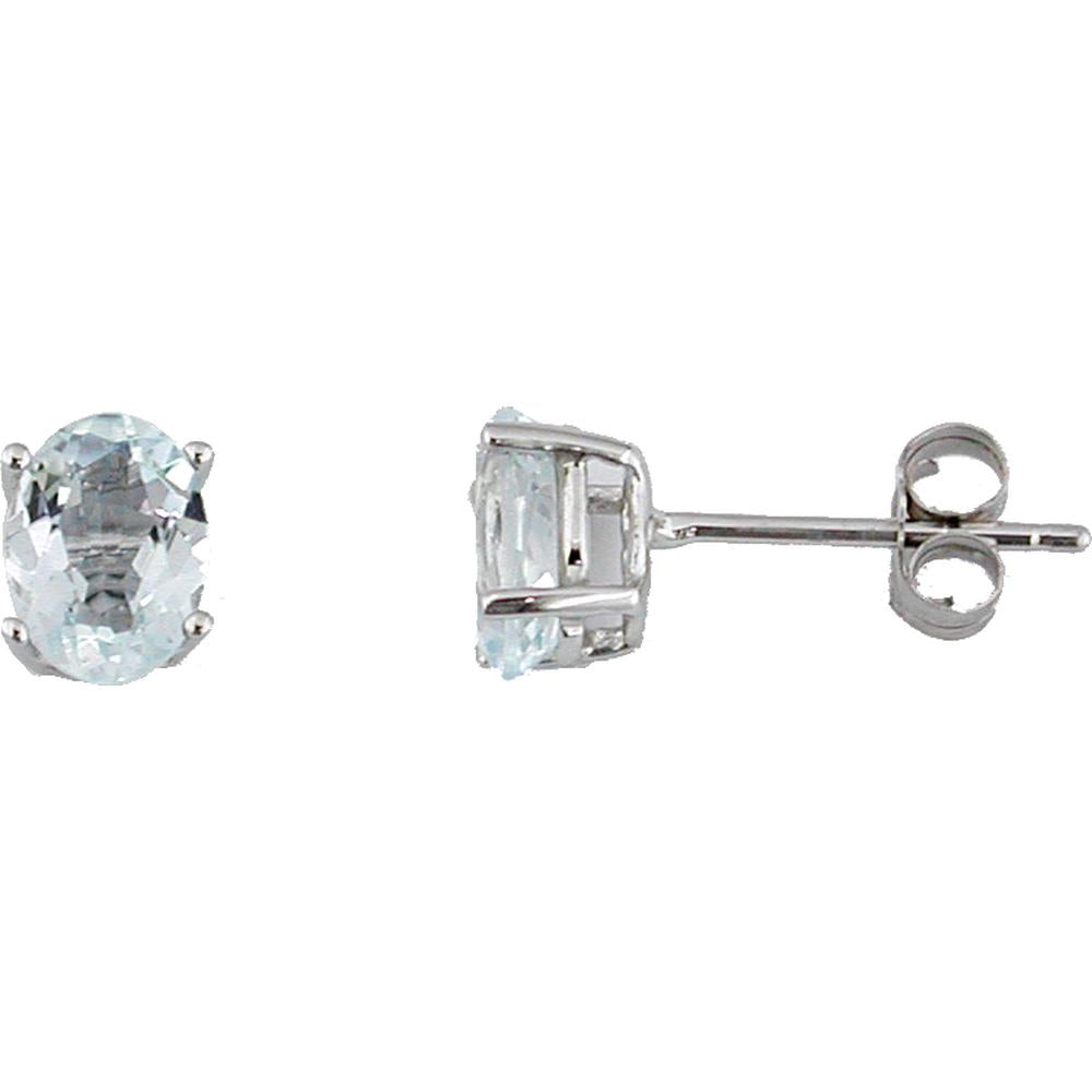 Royal 14K White Gold Aquamarine Stud Earrings - 1.32 Carat Total Gem Weight