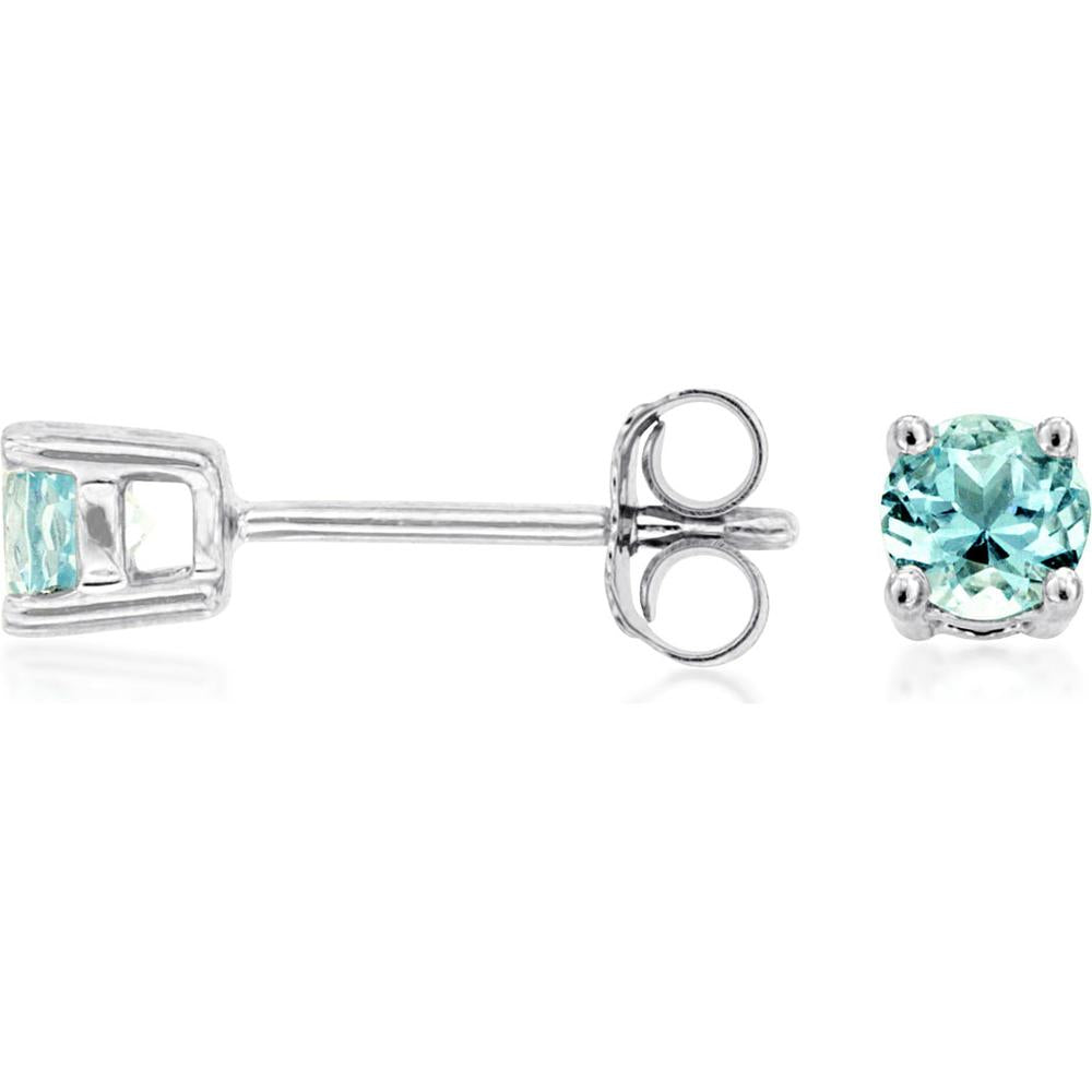 Royal 14K White Gold Aquamarine Stud Earrings with Round Aquamarine - 0.50 Carat Total Gem Weight