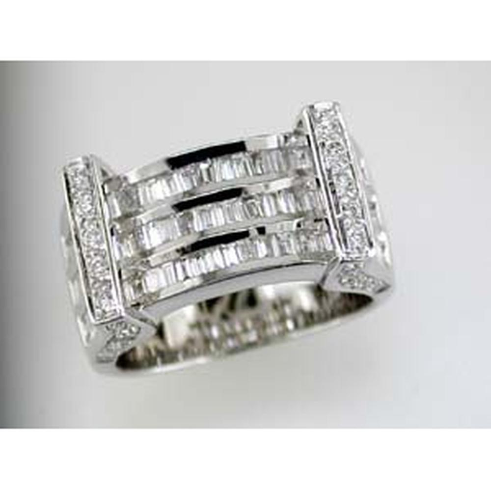 Royal 14K White Gold Baguette and Round Diamond Ring - 1.35 Carat Total Diamond Weight