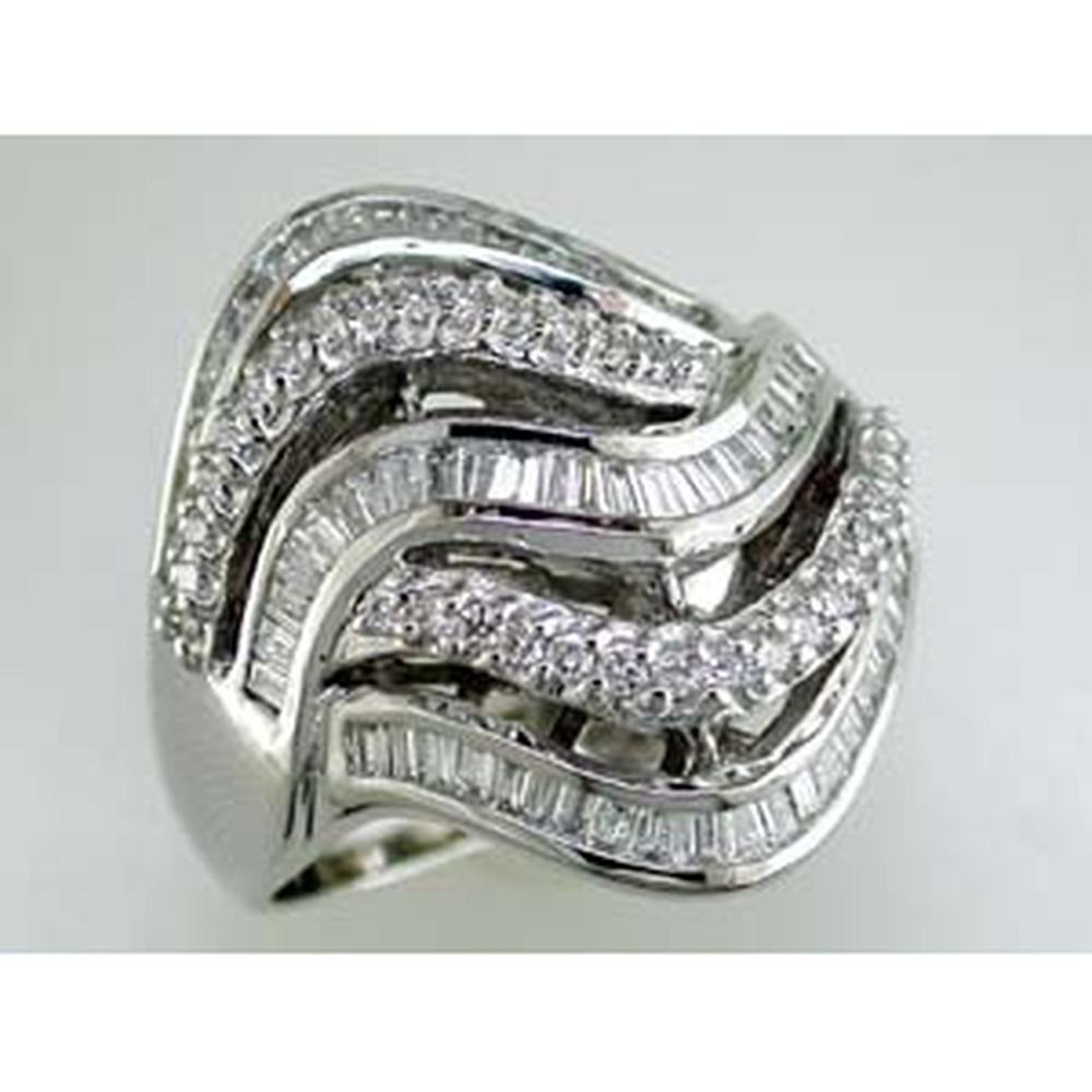 Royal 14K White Gold Baguette and Round Diamond Ring - 1.40 Carat Total Diamond Weight