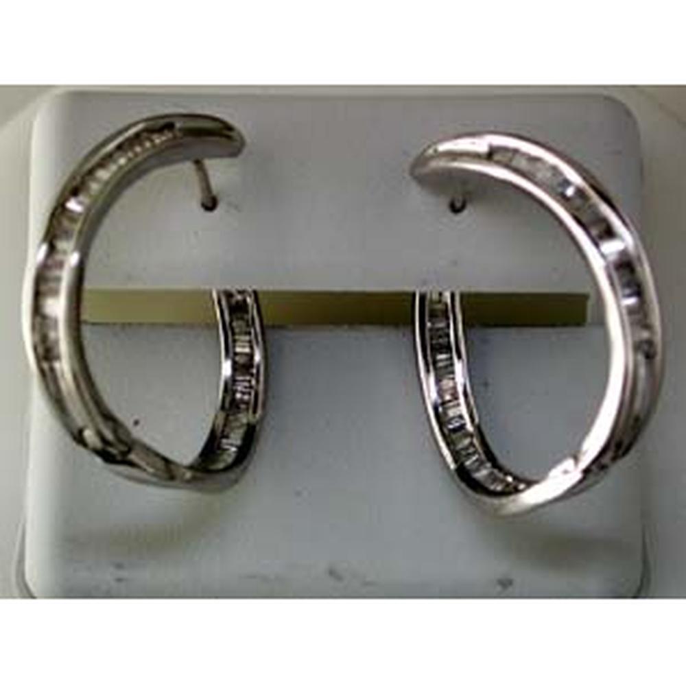 Royal 14K White Gold Baguette Diamond Earrings - 0.50 Carat Total Diamond Weight