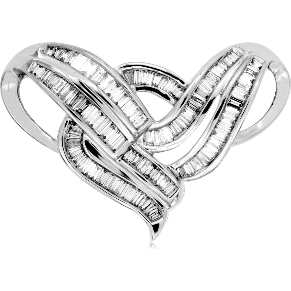 Royal 14K White Gold Baguette Diamond Pendant - 2.50 Carat Total Weight
