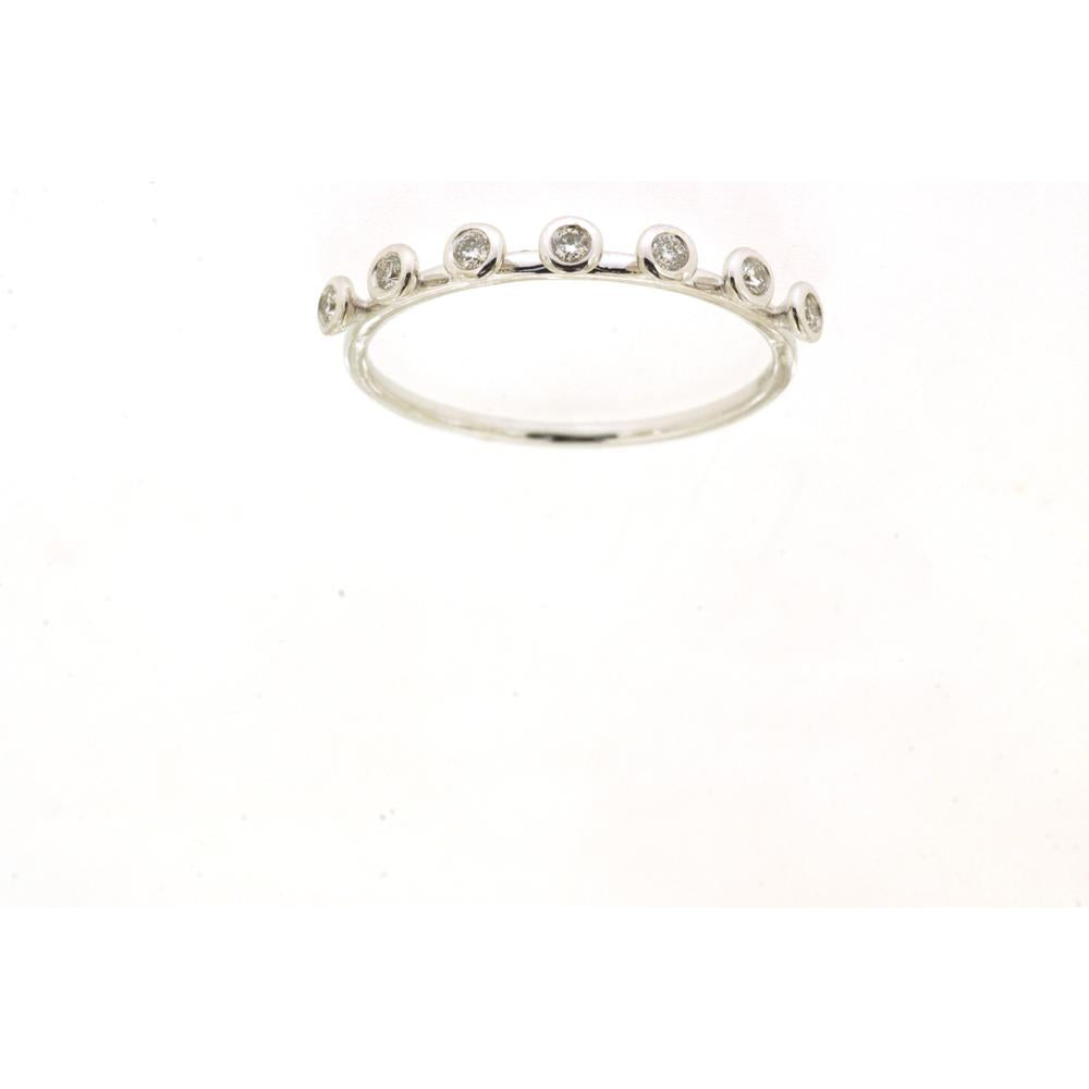 Royal 14K White Gold Band with Bezel-Set Round Diamonds - 0.12 Carats Total Diamond Weight
