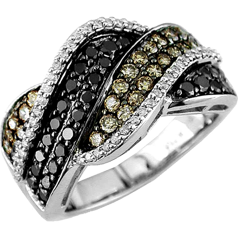Royal 14K White Gold Black and Mocha Diamond Ring - 1.32 Carat Total Diamond Weight
