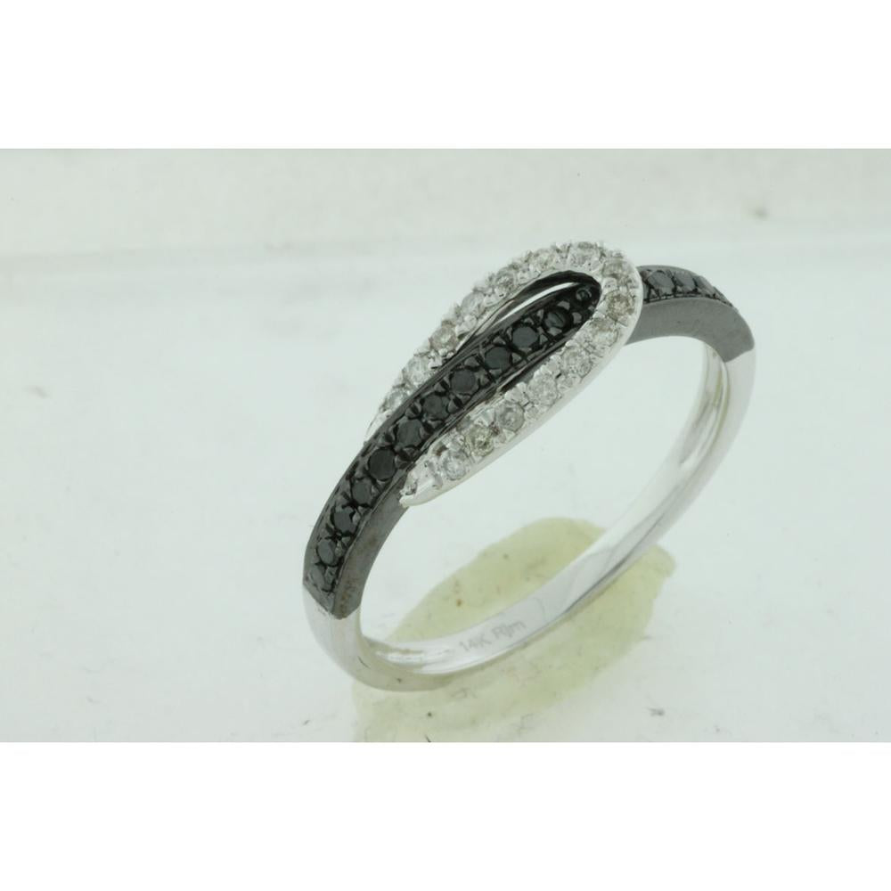 Royal 14K White Gold Black & White Diamond Contrast Ring - 0.27 Carat Total Diamond Weight