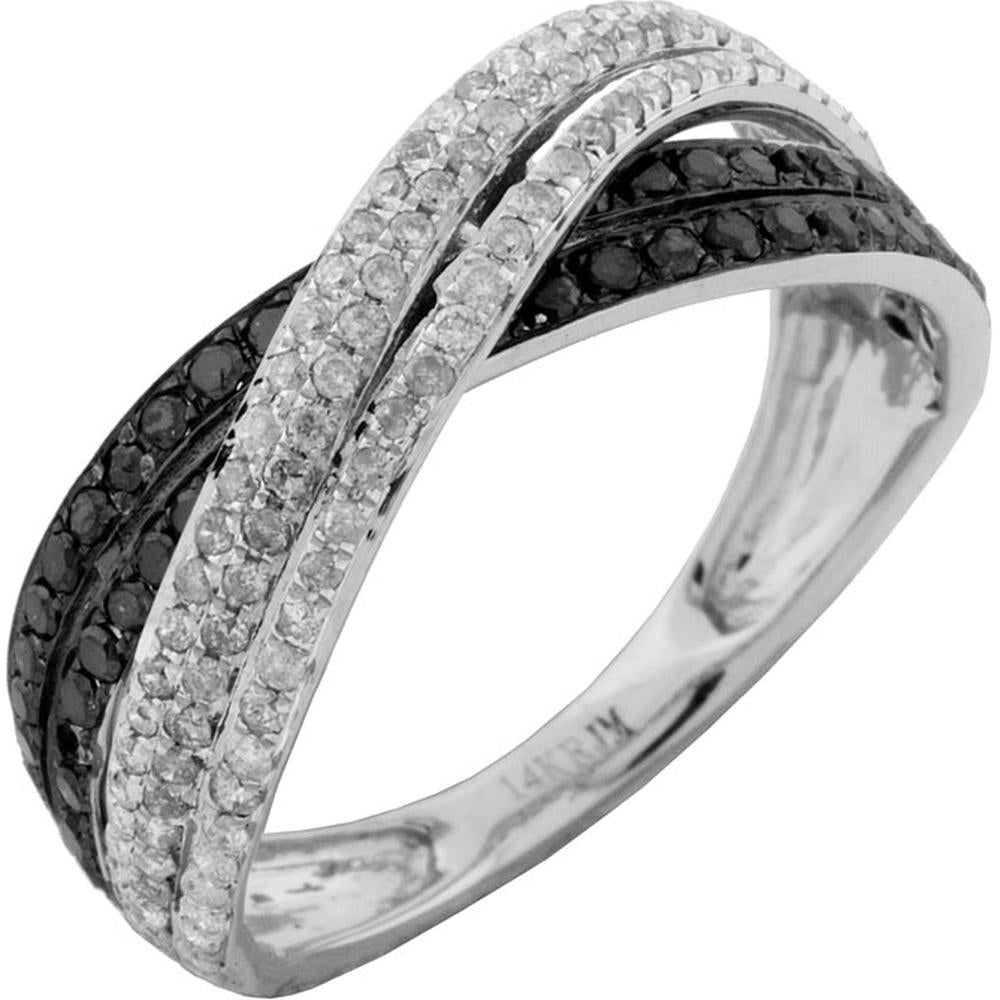 Royal 14K White Gold Black & White Diamond Contrast Ring - 0.68 Carat Total Diamond Weight