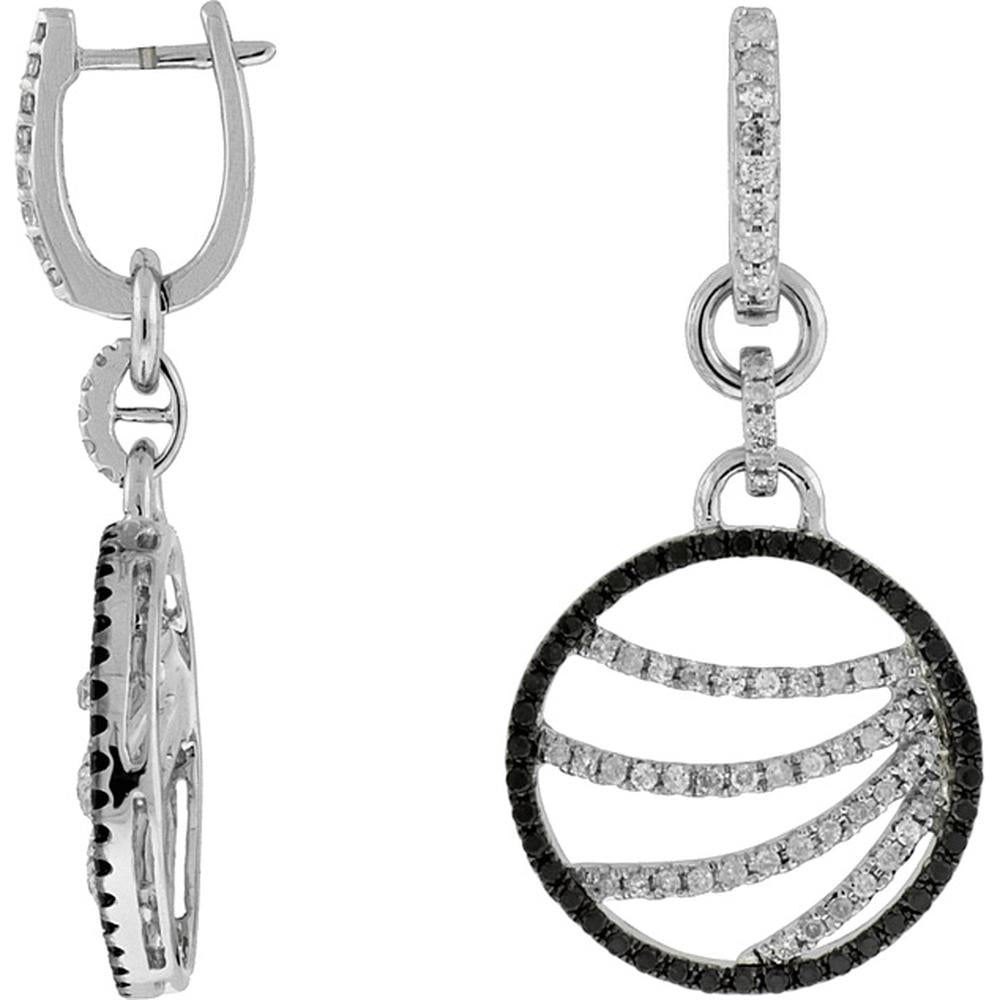 Royal 14K White Gold Black & White Diamond Earrings - 1.12 Carat Total Diamond Weight