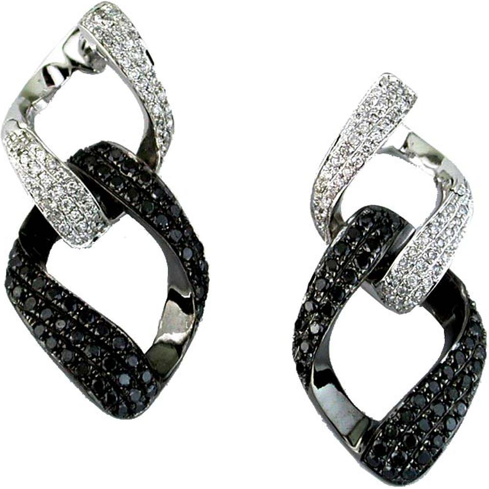 Royal 14K White Gold Black & White Diamond Earrings - 1.17 Carat Total Diamond Weight