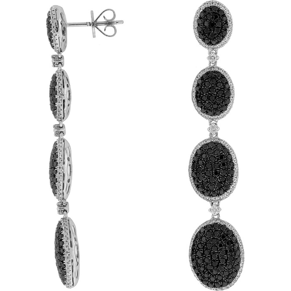 Royal 14K White Gold Black & White Diamond Earrings - 2.70 Carat Total Carat Weight