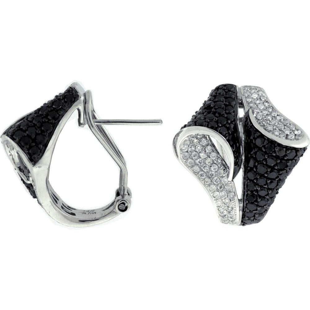 Royal 14K White Gold Black & White Diamond Earrings - 2.75 Carat Total Diamond Weight
