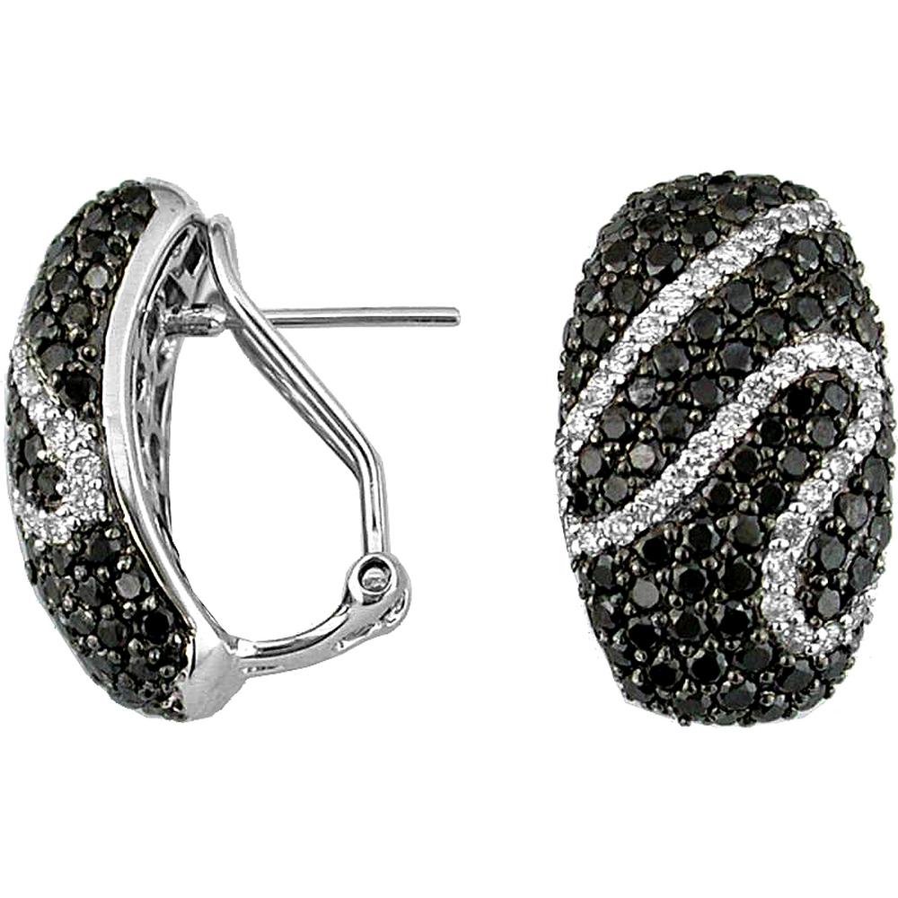 Royal 14K White Gold Black & White Diamond Earrings - 3.33 Carat Total Diamond Weight
