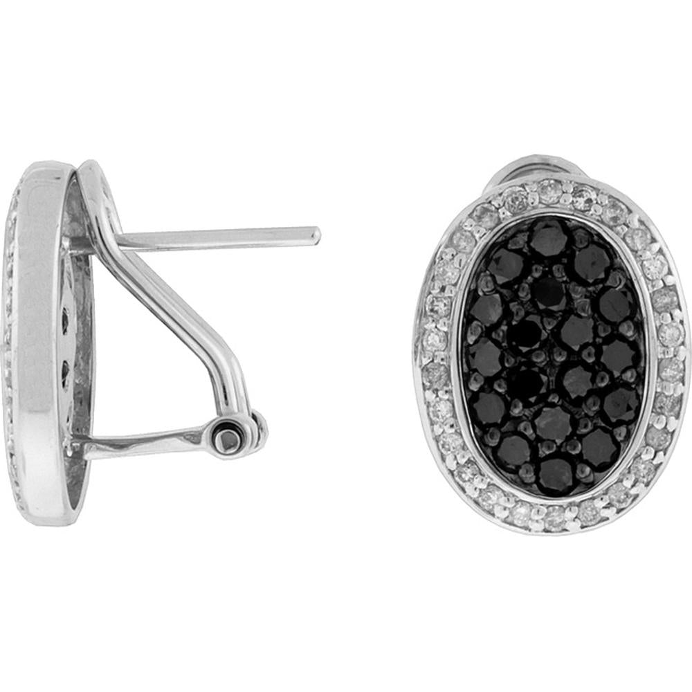 Royal 14K White Gold Black and White Diamond Earrings - Elegant Contrast