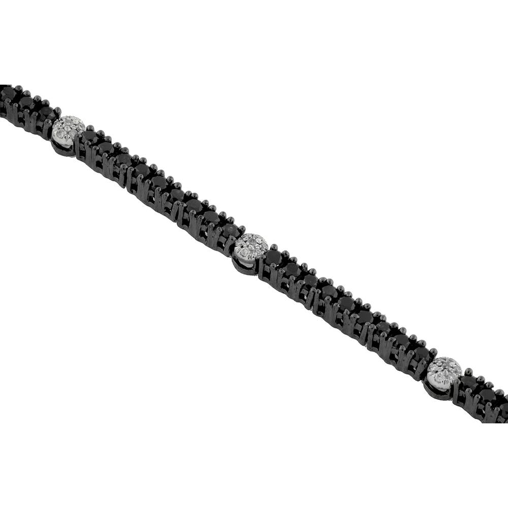 Royal 14K White Gold Black and White Diamond Halo Bracelet - 1.83 Carat Total Diamond Weight