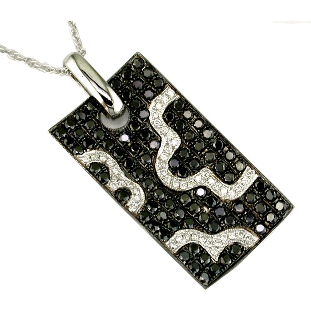 Royal 14K White Gold Black and White Diamond Halo Pendant