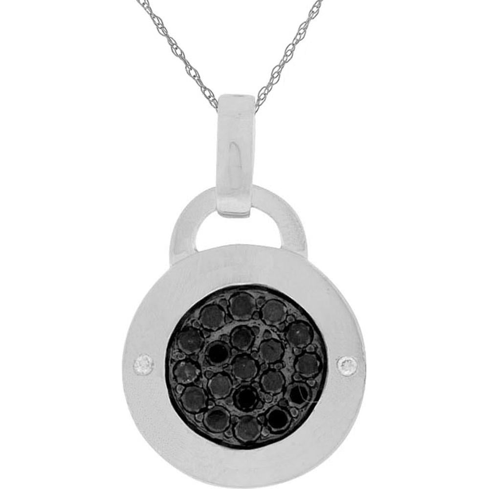 Royal 14K White Gold Black & White Diamond Halo Pendant