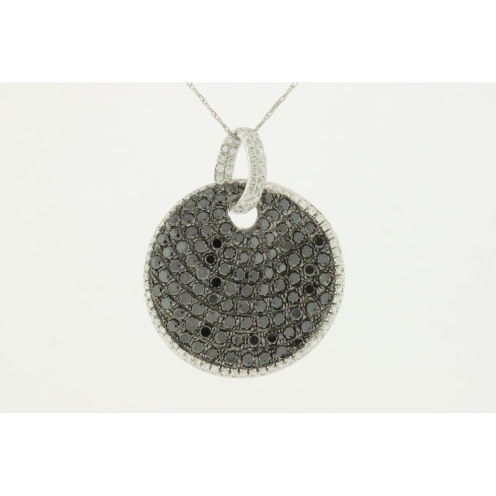 Royal 14K White Gold Black & White Diamond Motif Pendant - 2.92 Carat Total Diamond Weight