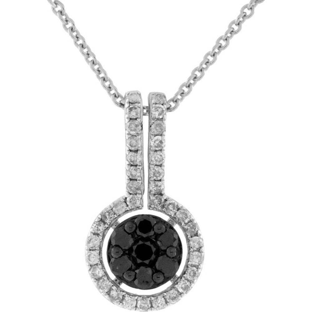 Royal 14K White Gold Black & White Diamond Pendant - 0.25 Carat Black Diamond, 0.22 Carat Total Diamond Weight