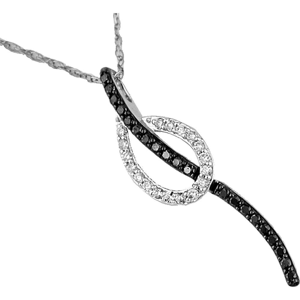 Royal 14K White Gold Black & White Diamond Pendant - 0.26 Carat Total Diamond Weight