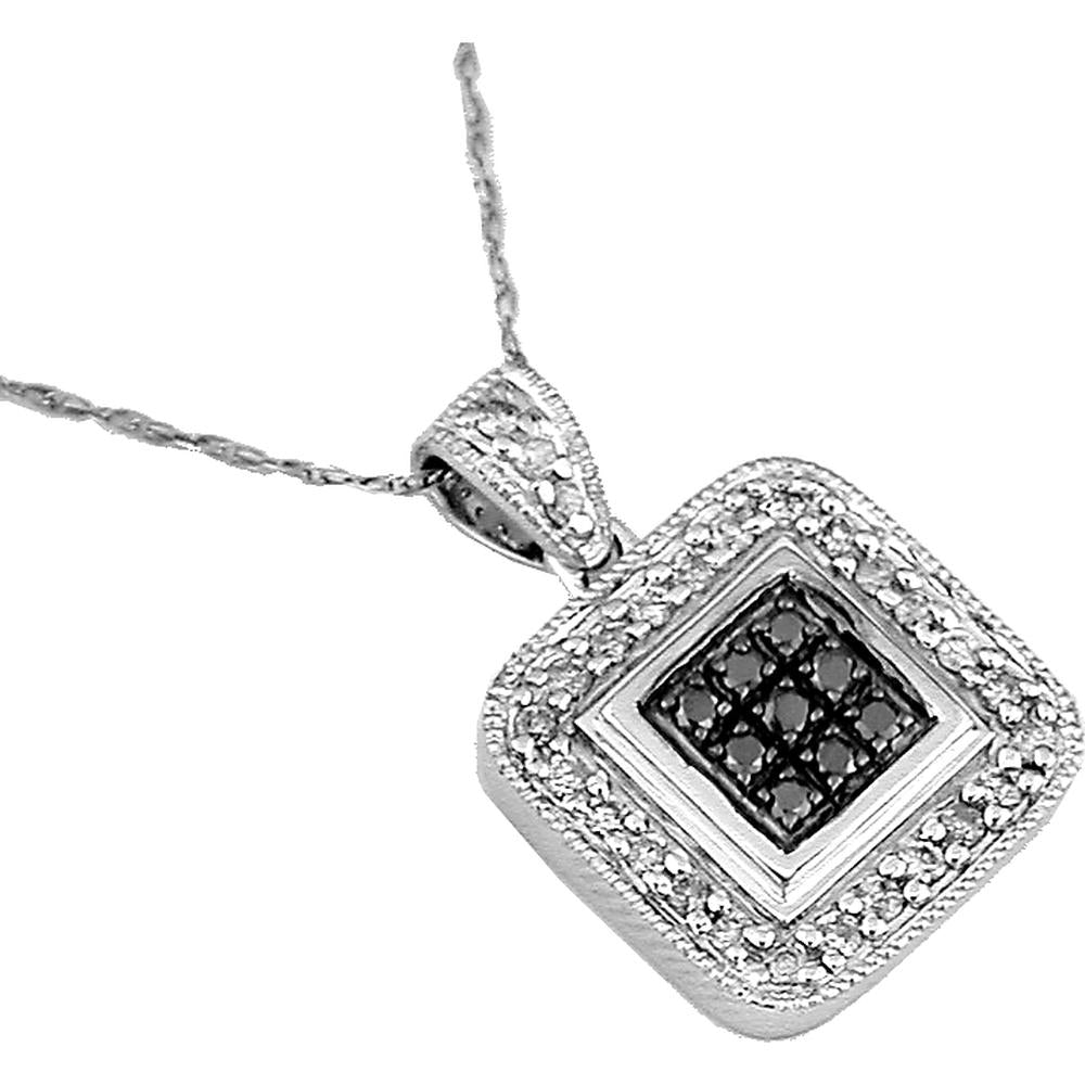 Royal 14K White Gold Black & White Diamond Pendant - 0.32 Carat Total Diamond Weight