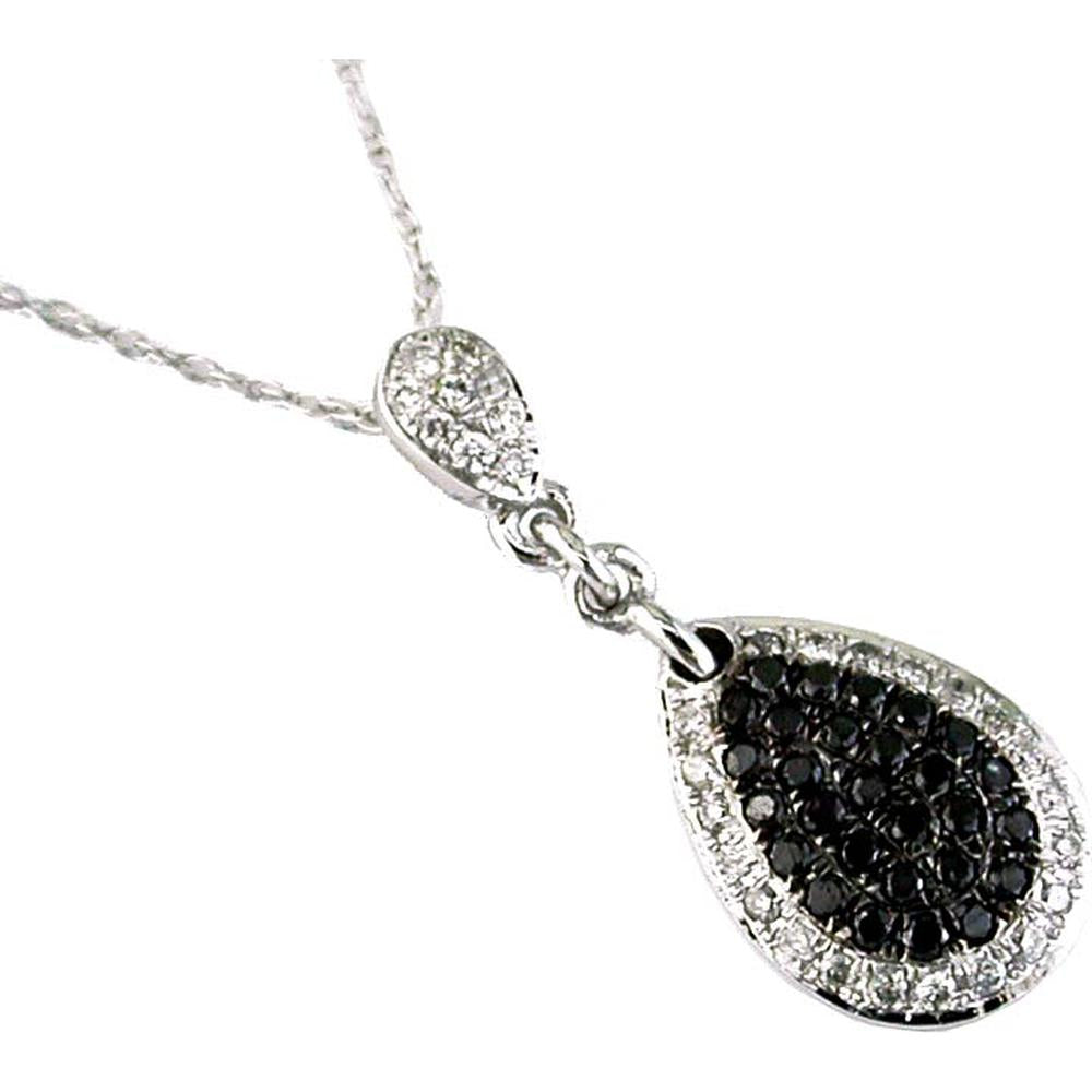 Royal 14K White Gold Black & White Diamond Pendant - 0.36 Carat Total Diamond Weight