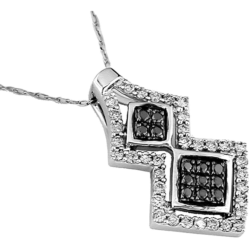 Royal 14K White Gold Black & White Diamond Pendant - 0.38 Carat Main Stone