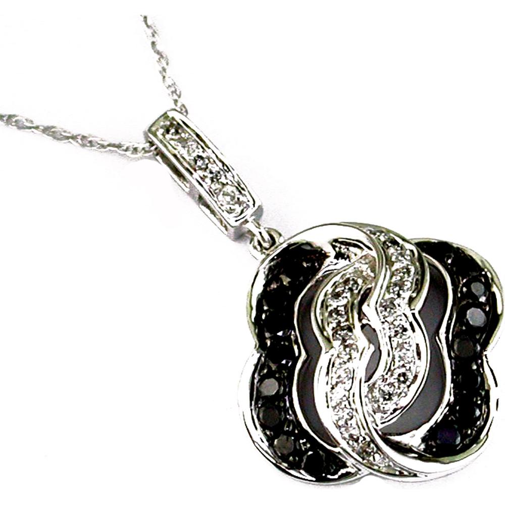 Royal 14K White Gold Black & White Diamond Pendant - 0.40 Carat Total Diamond Weight