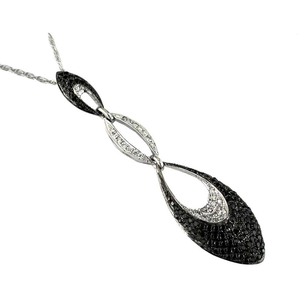 Royal 14K White Gold Black and White Diamond Pendant - 1.02 Carat Total Diamond Weight