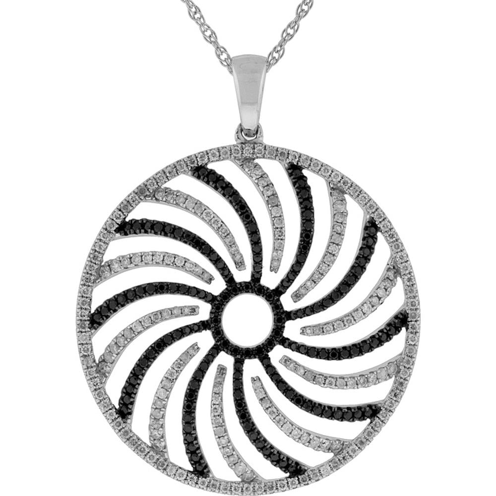 Royal 14K White Gold Black & White Diamond Pendant - 1.05 Carat Total Diamond Weight