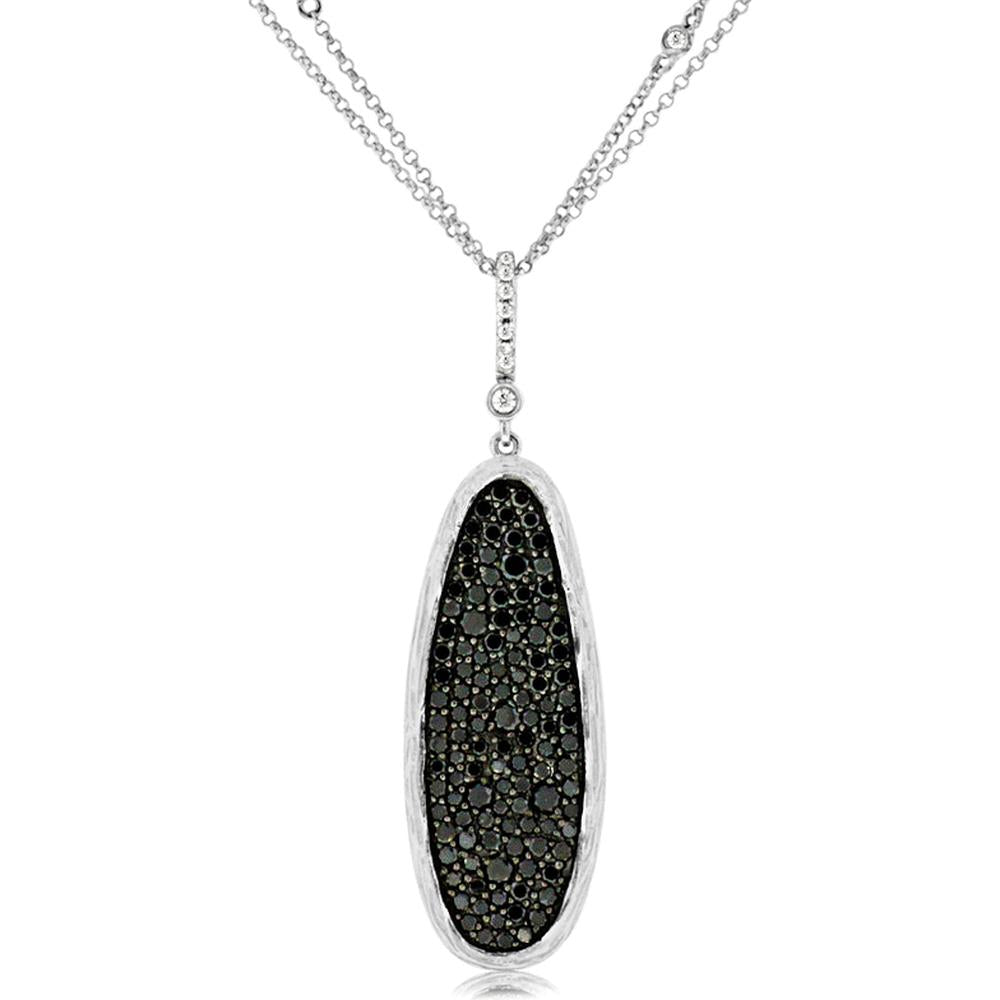 Royal 14K White Gold Black & White Diamond Pendant - 1.76 Carat Total Diamond Weight