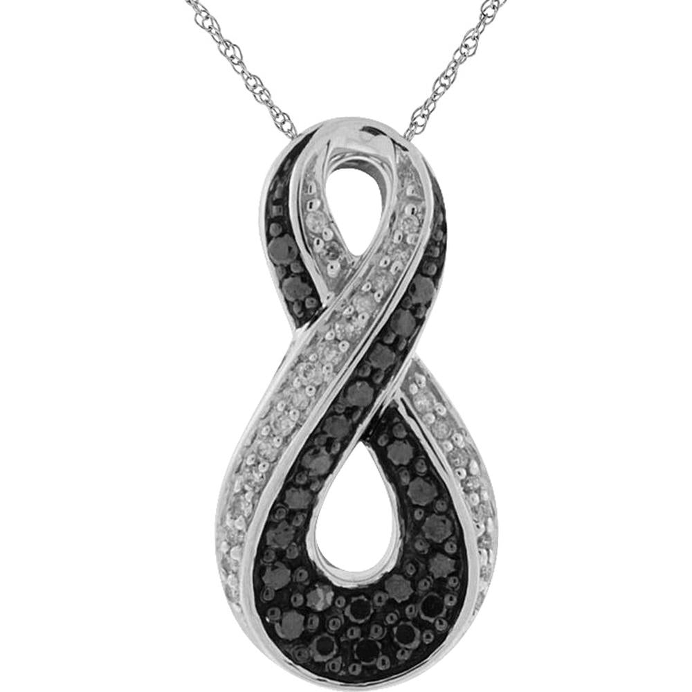 Royal 14K White Gold Black & White Diamond Pendant - Exquisite Contrast