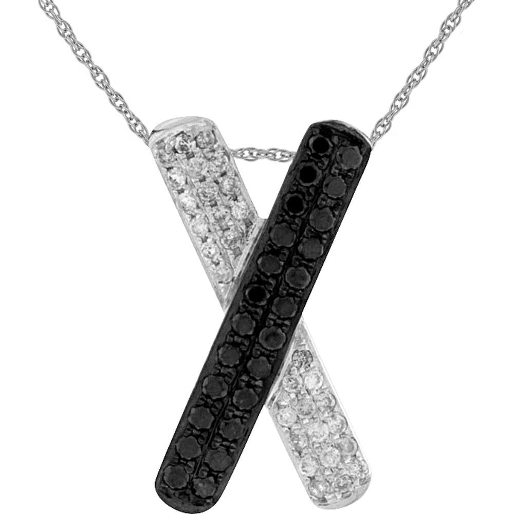 Royal 14K White Gold Black & White Diamond Pendant - Timeless Elegance