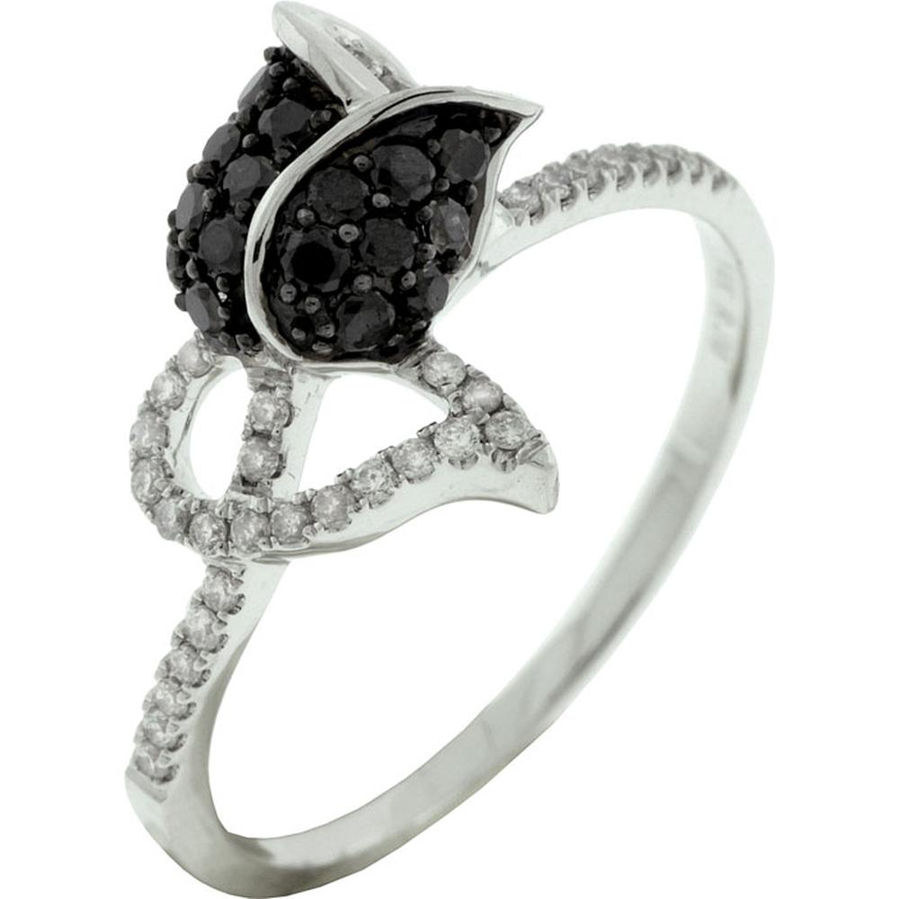 Royal 14K White Gold Black & White Diamond Ring - 0.14 Carat Total Diamond Weight