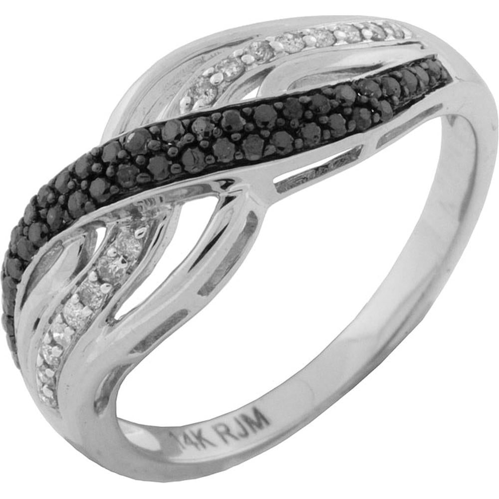 Royal 14K White Gold Black & White Diamond Ring - 0.26 Carat Total Diamond Weight
