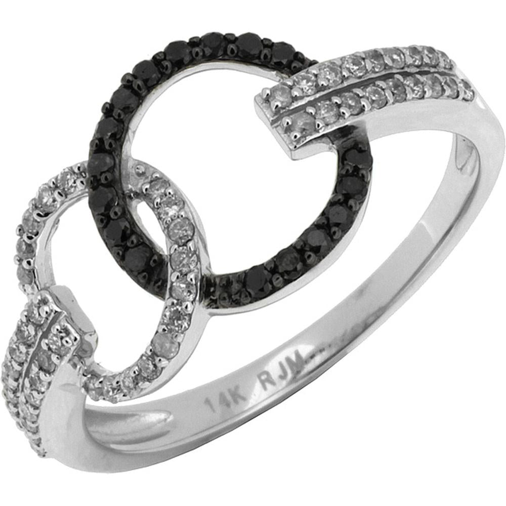 Royal 14K White Gold Black & White Diamond Ring - 0.32 Carat Total Diamond Weight