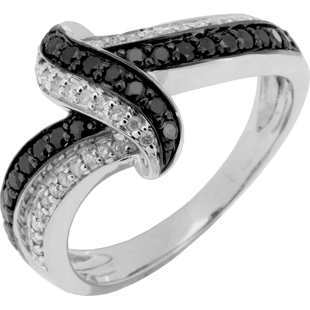 Royal 14K White Gold Black and White Diamond Ring - 0.47 Carat Total Diamond Weight