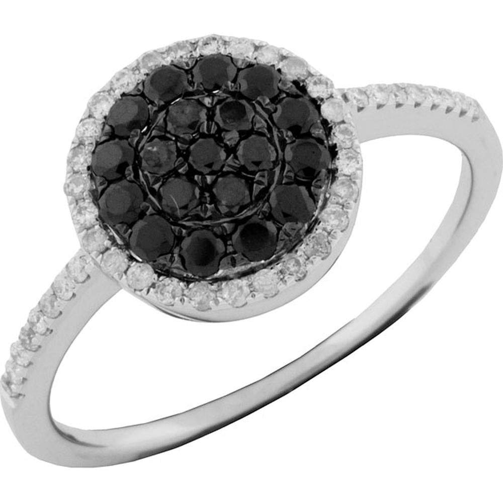 Royal 14K White Gold Black & White Diamond Ring - 0.61 Carat Total Diamond Weight