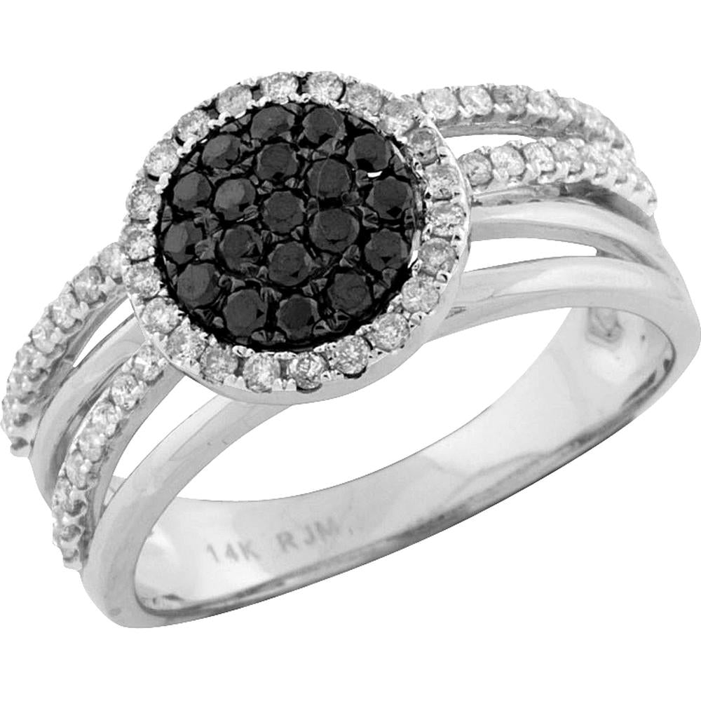 Royal 14K White Gold Black and White Diamond Ring - 0.62 Carat Total Diamond Weight