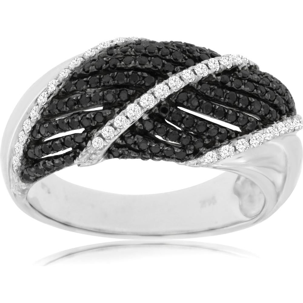 Royal 14K White Gold Black & White Diamond Ring - 0.70 Carat Total Diamond Weight
